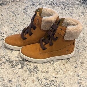 Timberland Brown Fur-Lined High-Top Sneakers